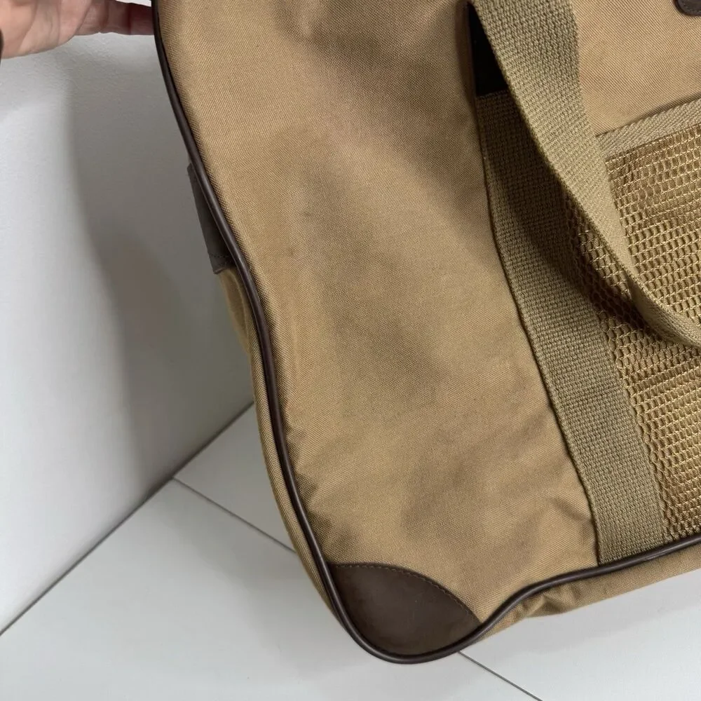 Vtg Polo Ralph Lauren Tan Canvas Weekender Shoulder Strap Double Handles Bag